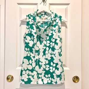 Banana Republic Green White Leaf Blouse - Size S
